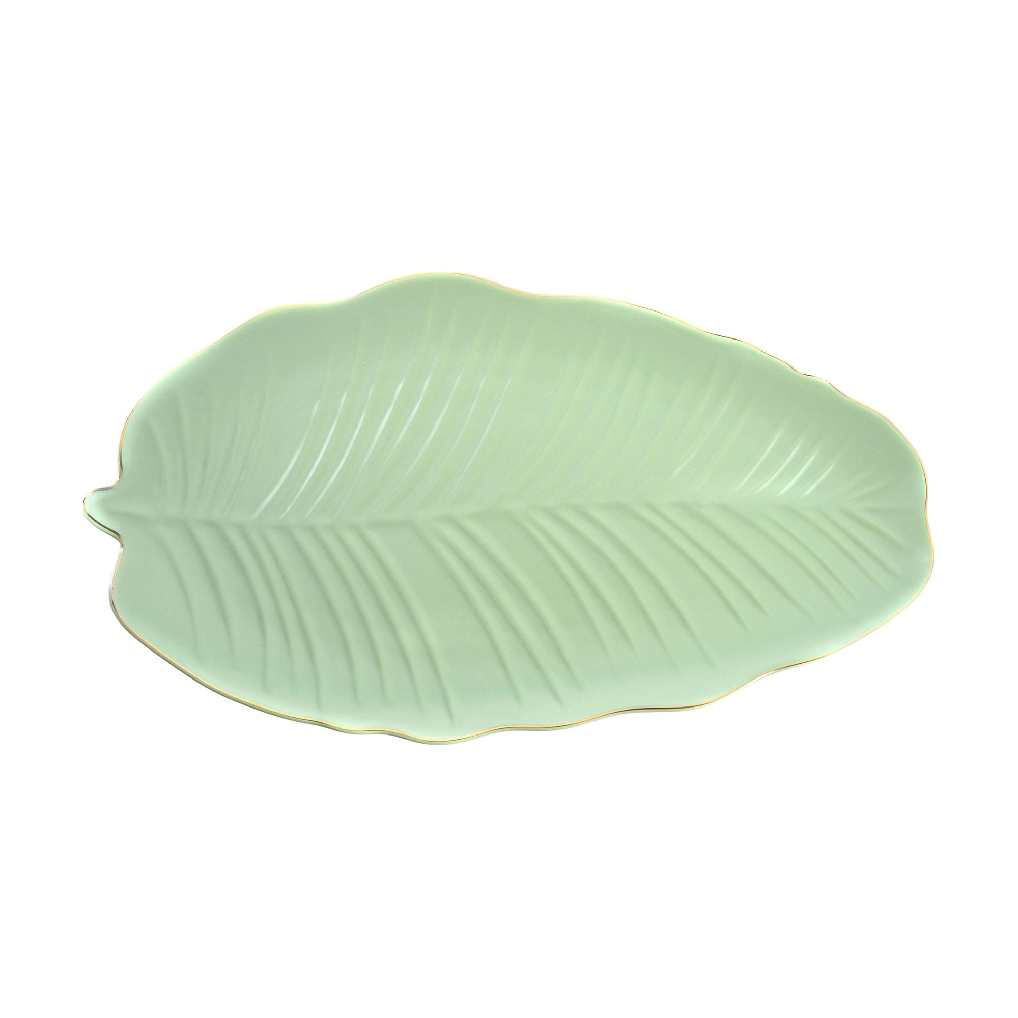 Блюдо Limited Edition Leaf овальне, зелене золото, 30*16.8 см (B010789)